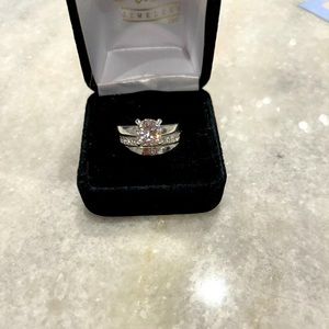 925 Sterling Silver Cubic Zirconia Diamond ring set